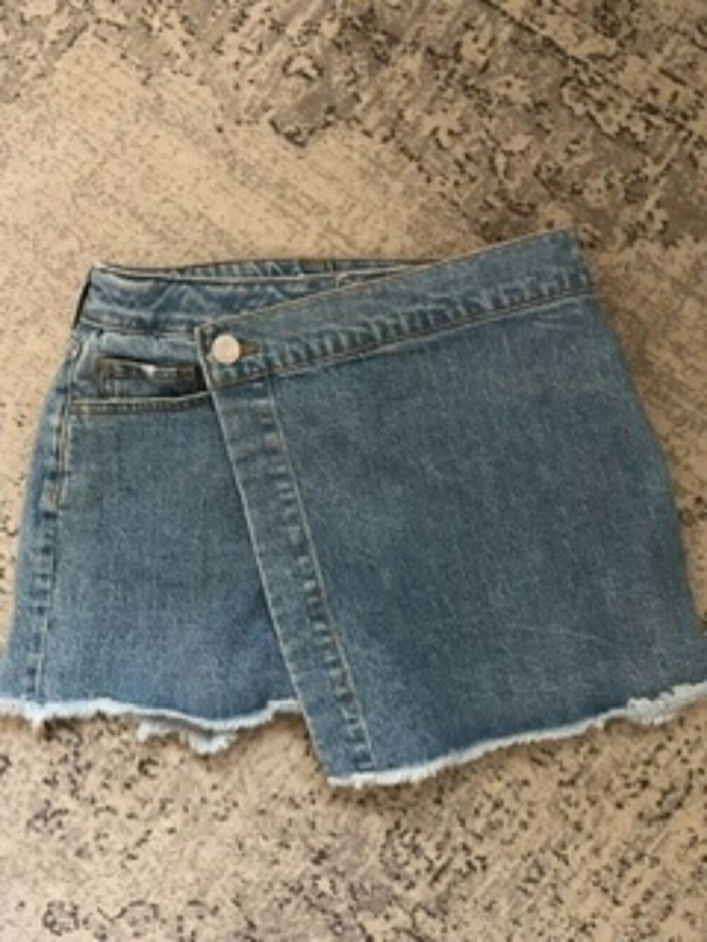 🧡3/$15 art class Denim Wrap Shorts/Skort Raw Hem Kids M(8)